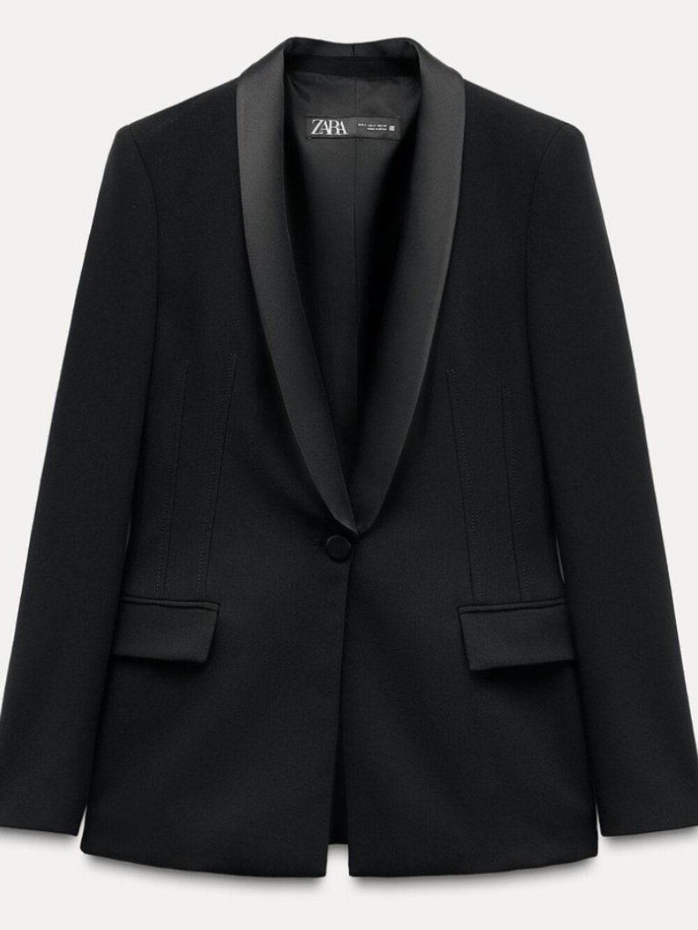 Zara tailored tuxedo blazer black XS like new